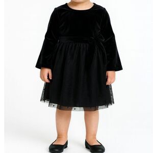 Lil Lemons NWT  Girls black velvet and lace long sleeve dress Size 4T